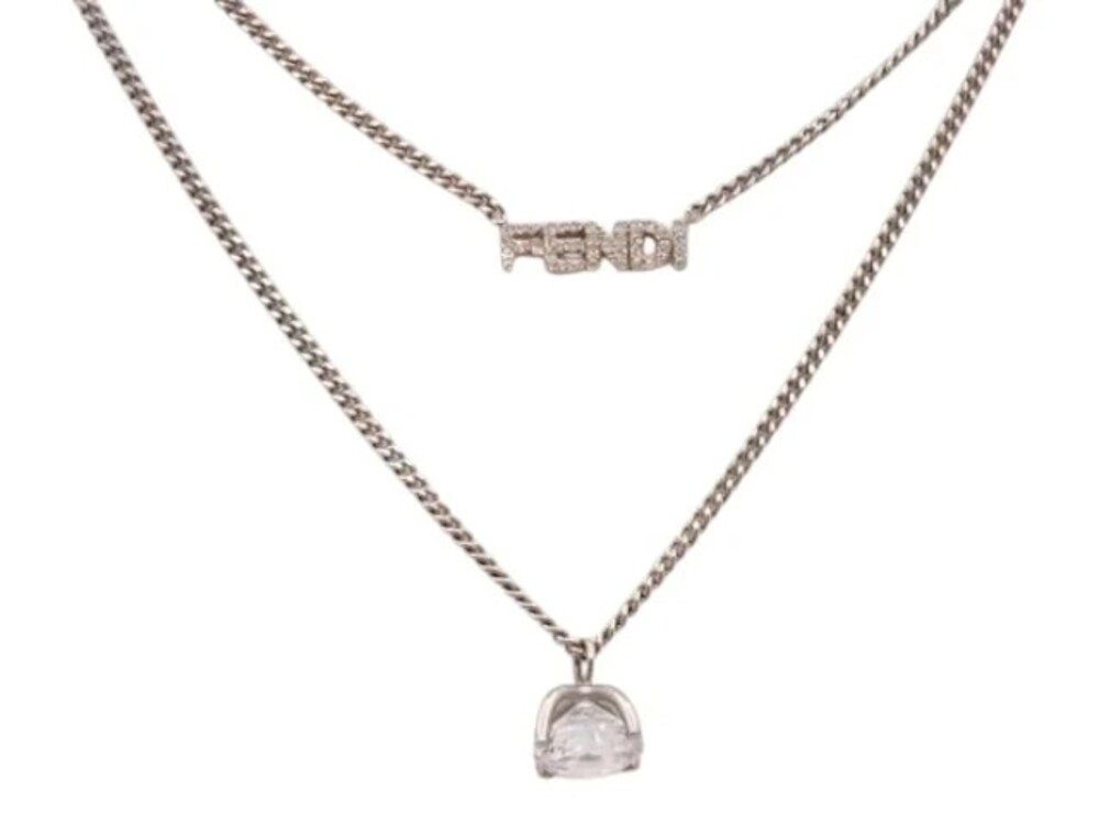7256 - Fendi Necklace Double Strand with Pendant Silver - One Size / Silver / Ve